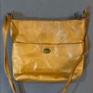 Margot Tan Leather Crossbody Bag with Fold-Over Flap